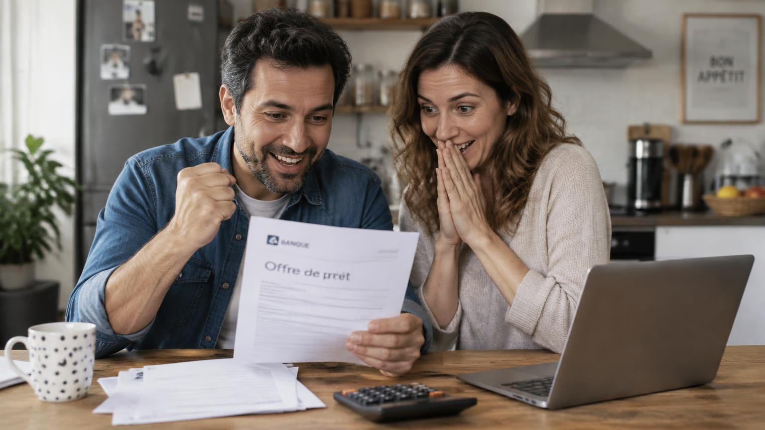 Couple découvrant ses économies sur son assurance de prêt
